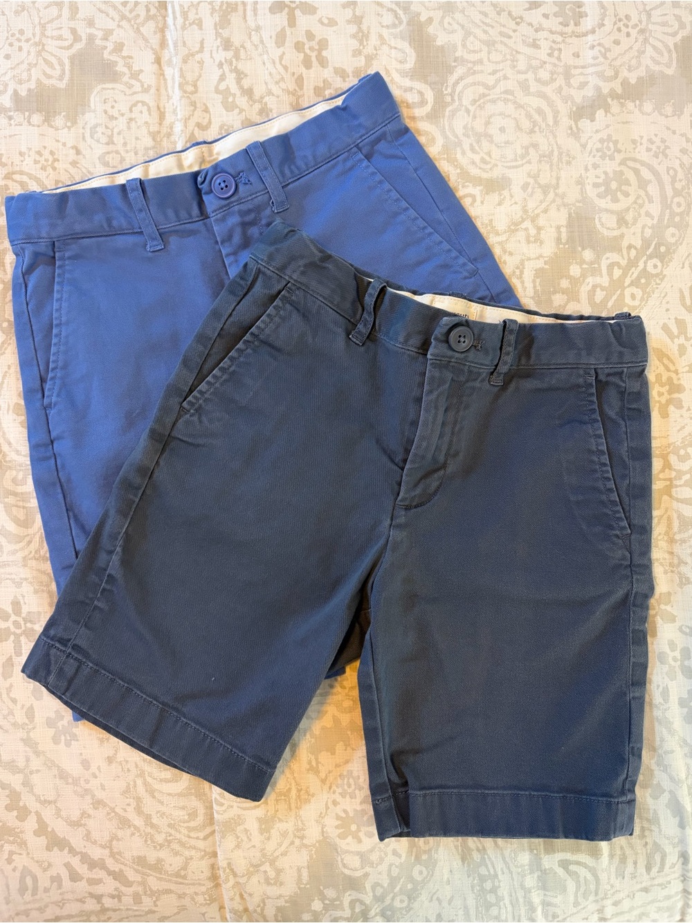 Crewcuts Boys Size 7 Chino Shorts - Navy and Royal Blue (2 Pair)